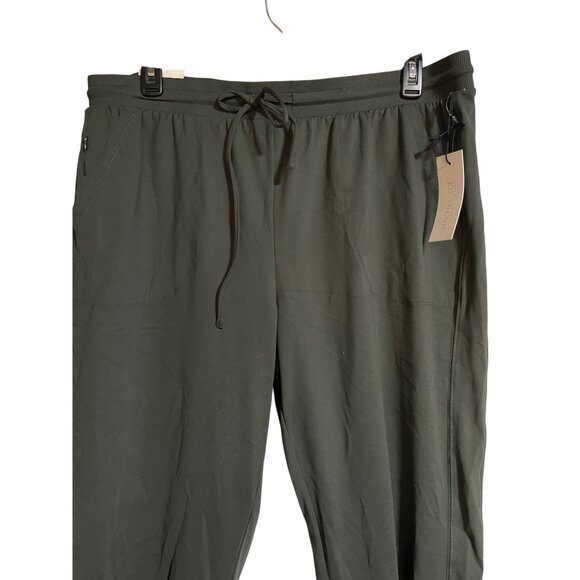 Rachel Zoe Mid-Rise Jogger Pants XXL Dark Olive Green Drawstring Ribbed Cuffs - Picture 4 of 10